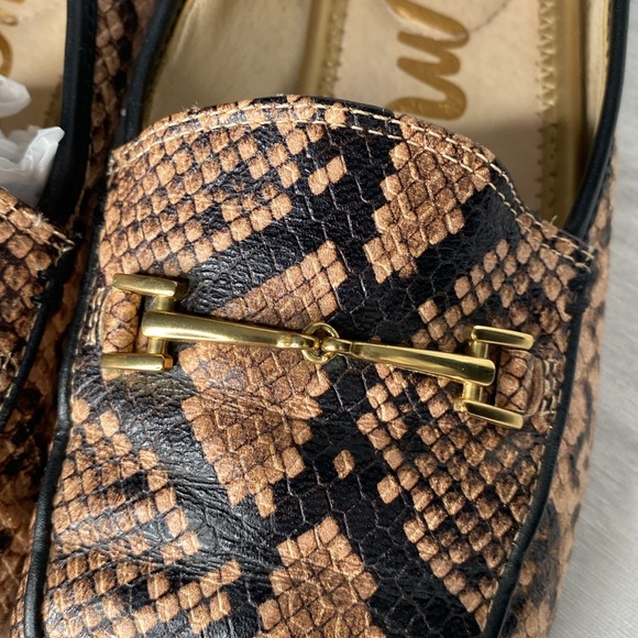 Sam Edelman classic snake skin embossed leather loafers golden horse bit SIZE 8 - Picture 11 of 13